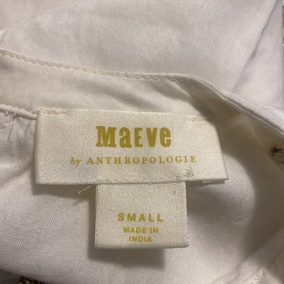 Maeve Anthropologie Simona Top Sm Sequined Cut Out Babydoll Blouse Ivory Gold - Picture 10 of 12